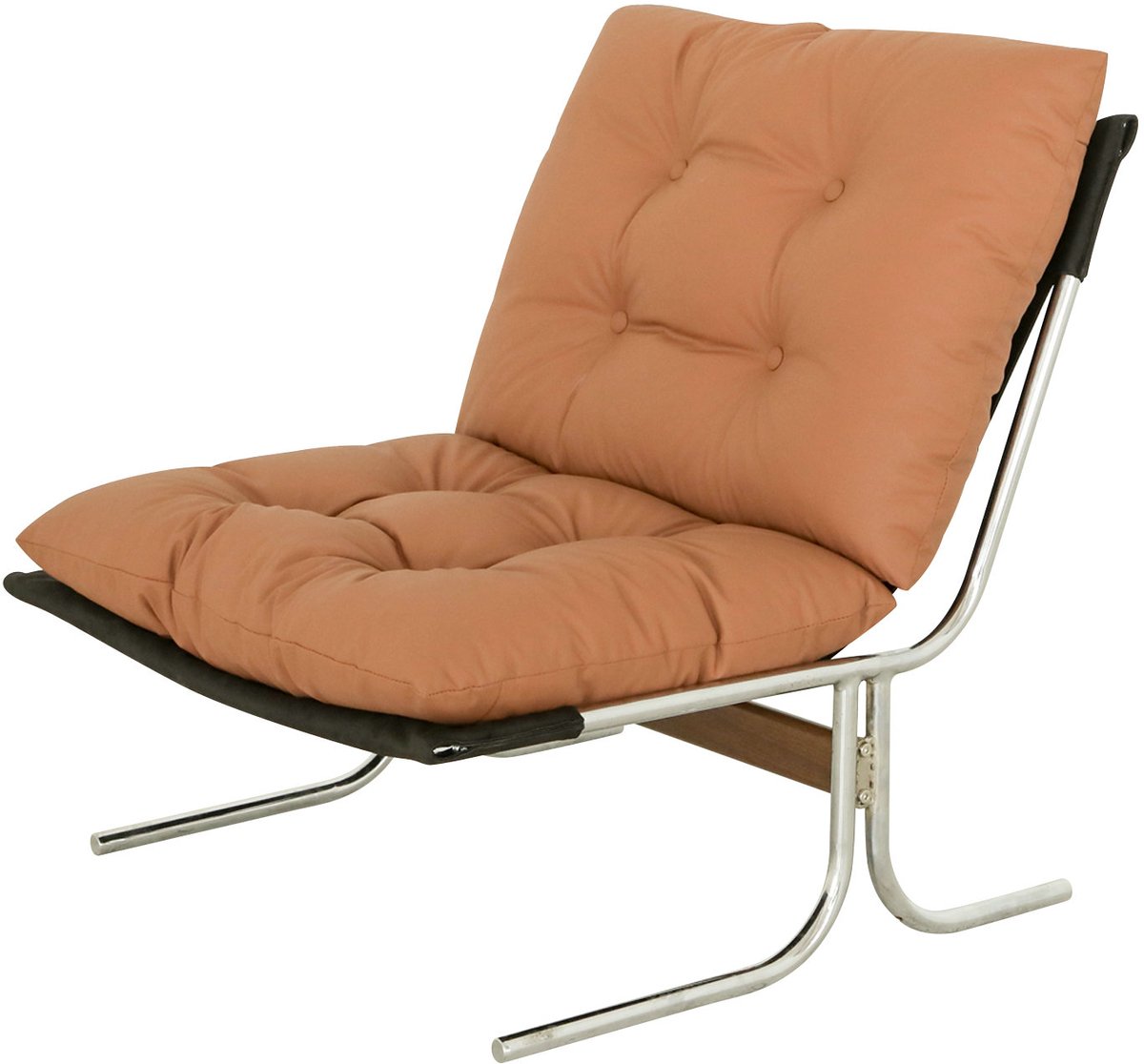 MUVANO Fauteuil - Loungestoel - Kunstleren stoel-Accent stoel – Metalen poten –Afneembare bekleding – Barcelona stijl - Onderhoudsvriendelijk - Woonkamer - 72,2x84,1x84,6 cm- 1-zits-Bruin
