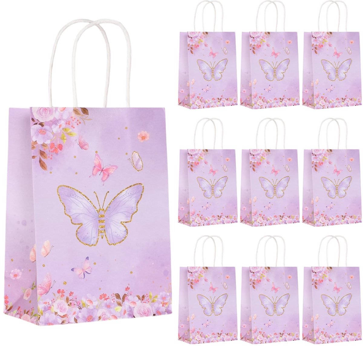 Solidchoice - 10 Stuks Kleurige Papieren Cadeau Tassen met Handvatten