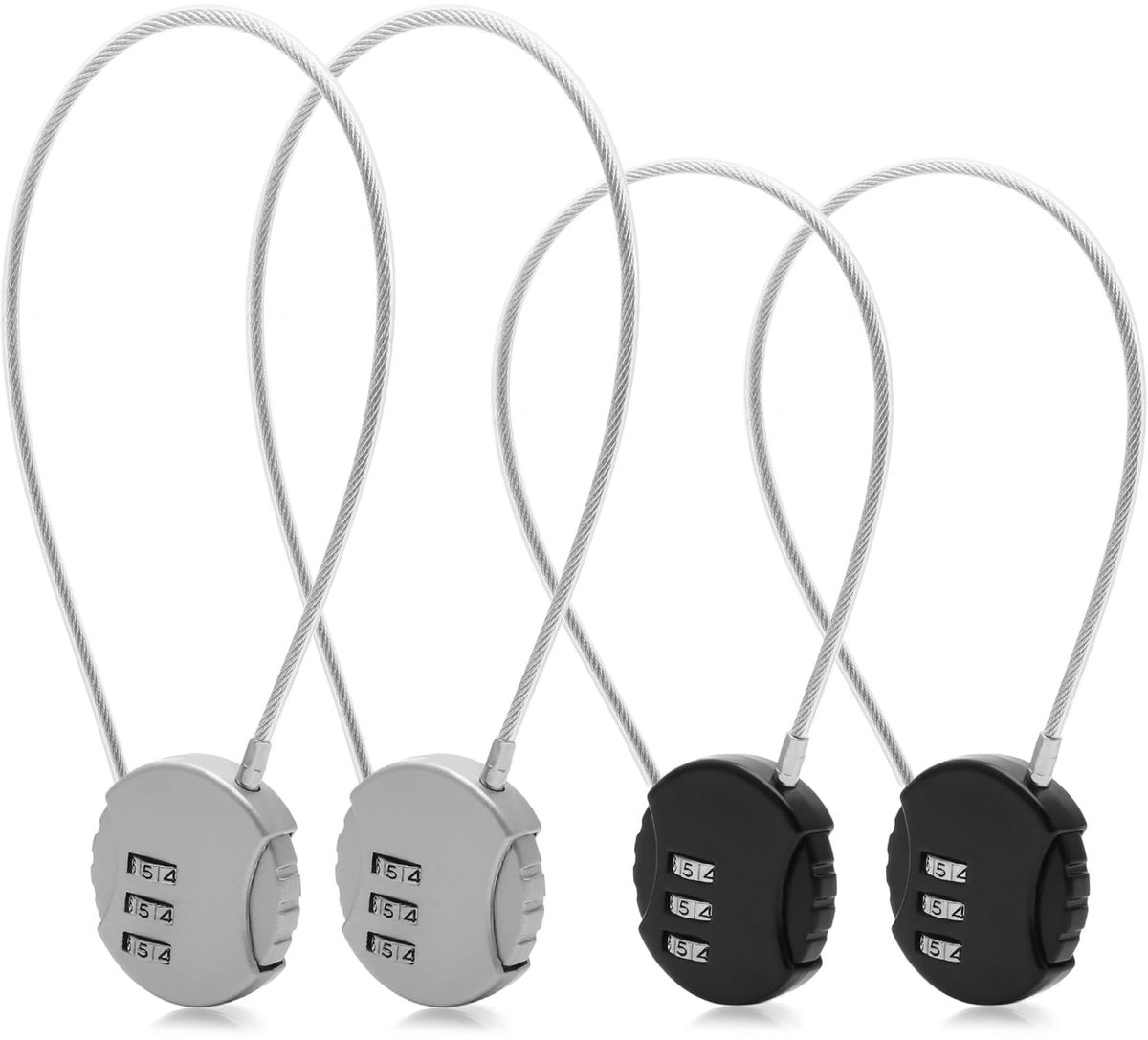 Solidchoice - 4-delig Hangslot met 3-cijferige Code, Voor Koffers en Kluisjes