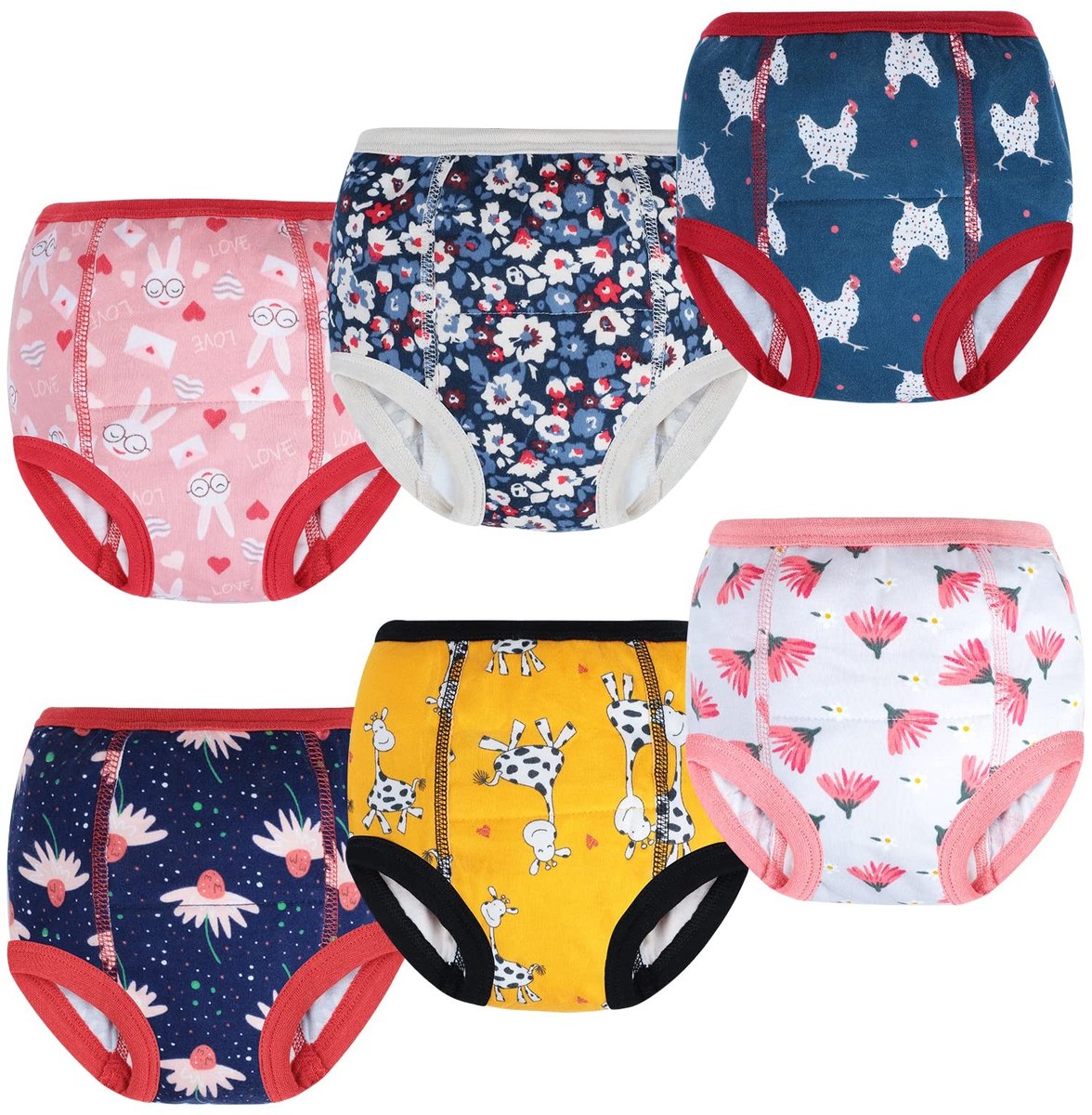 Solidchoice - Set van 6 Potty Training Broeken voor Meisjes van Katoen