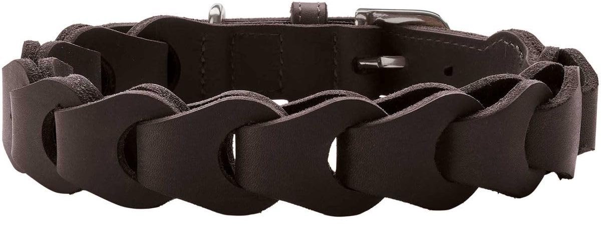 Solidchoice - Luxe Hondenhalsband van Leer met Handgemaakte Ketting, Donkerbruin