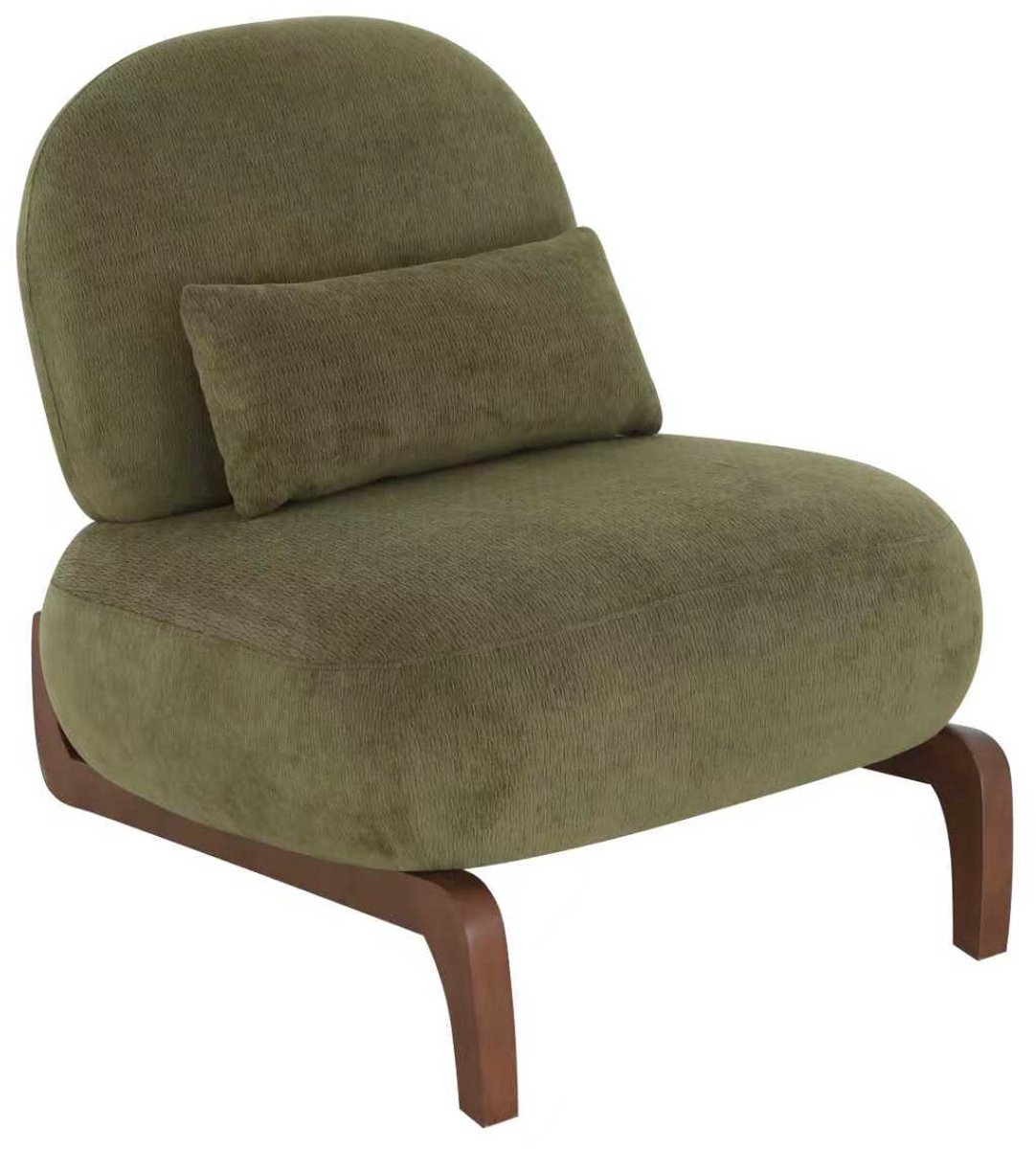 MUVANO Fauteuil - Accentstoel - Leesstoel - Velvet Stoel - Houten Poten - Zonder Armleuningen - Zacht Kussen - Woonkamer - 77x72,5x33cm - 1 Stuk - Groen