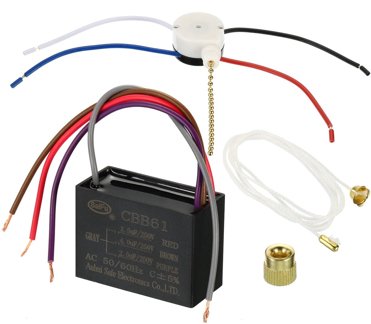 Solidchoice - Plafondventilator Condensator Set met 3 Toerentalschakelaars