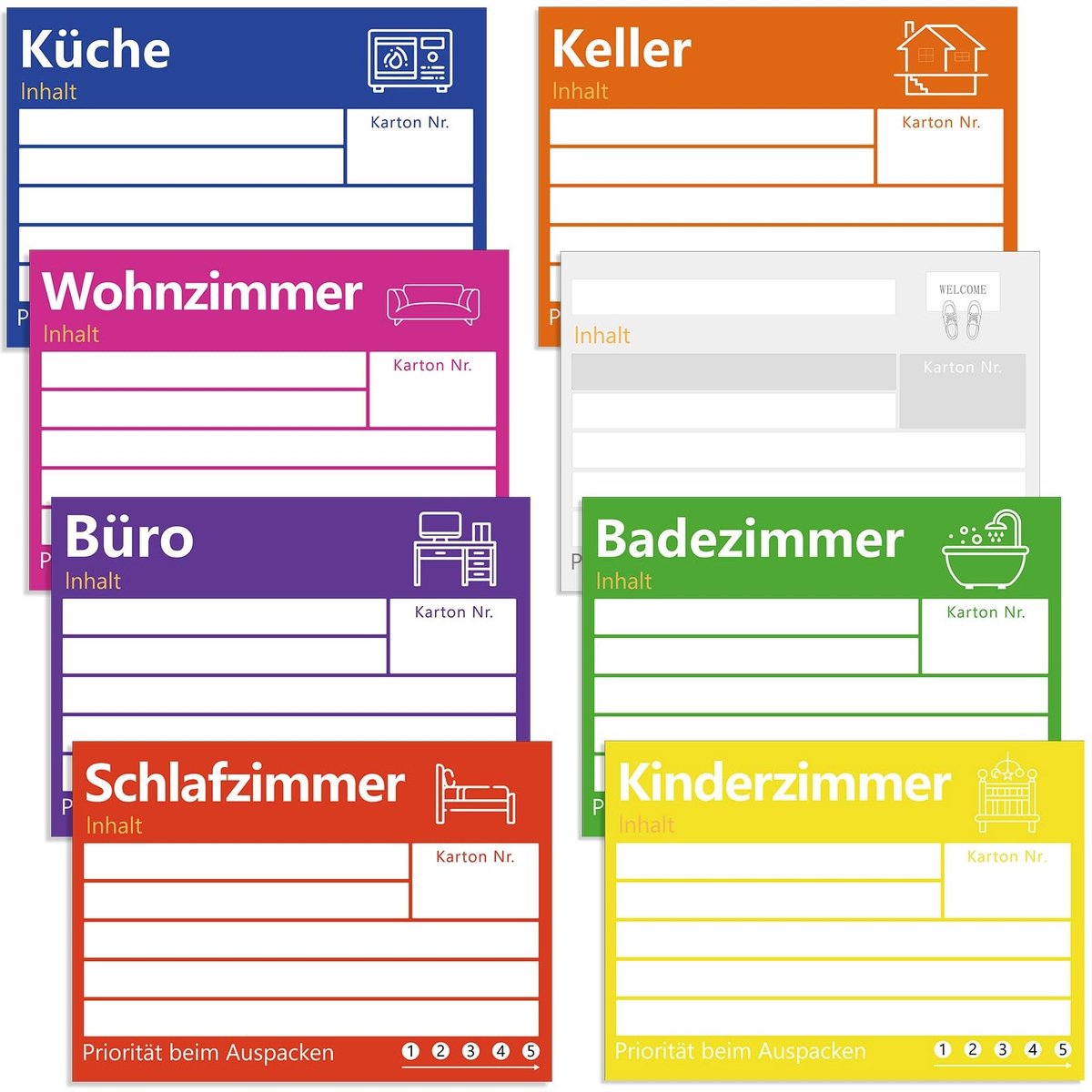 Solidchoice - Set van 80 Grote Verhuisstickers 15 x 10 cm