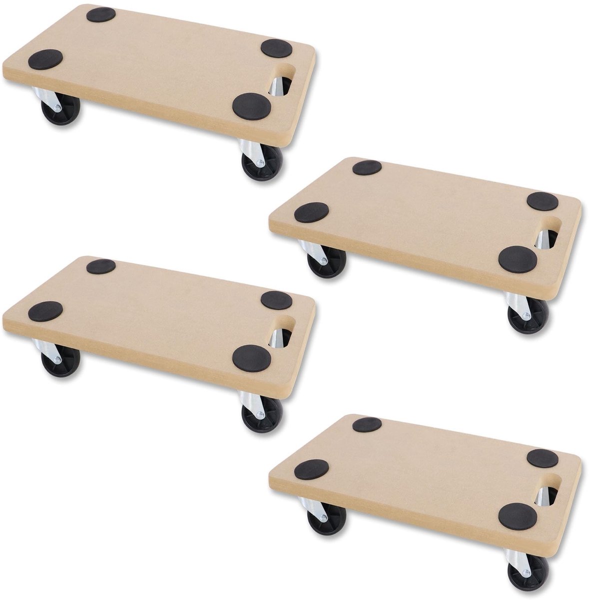 Solidchoice - Set van 4 Transportrollen voor Meubels met Rubber Pads