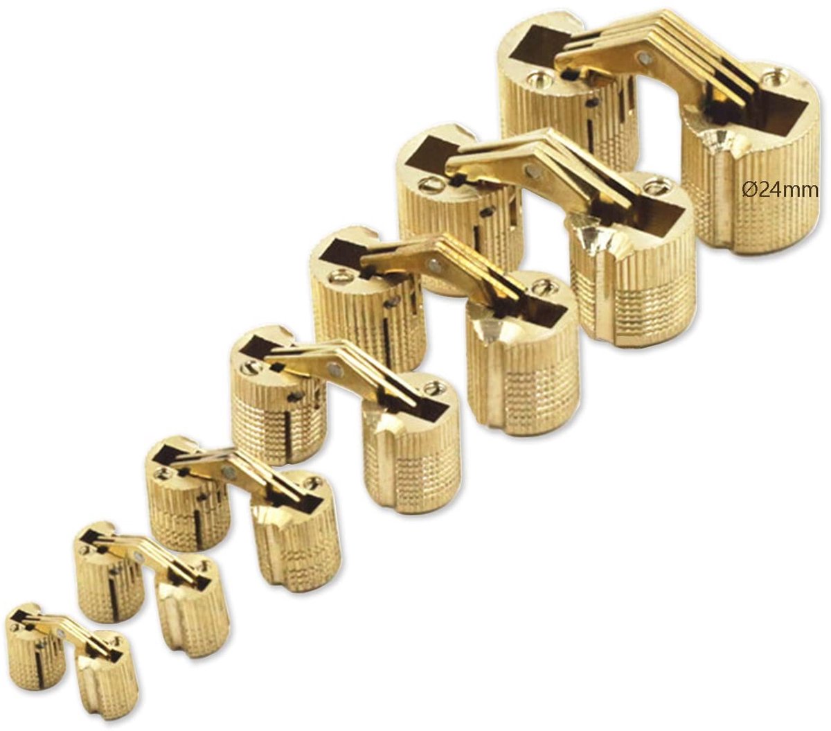 Solidchoice - Mini Barrel Hinge 24mm voor Kastdeuren, Set van 2 Stuks