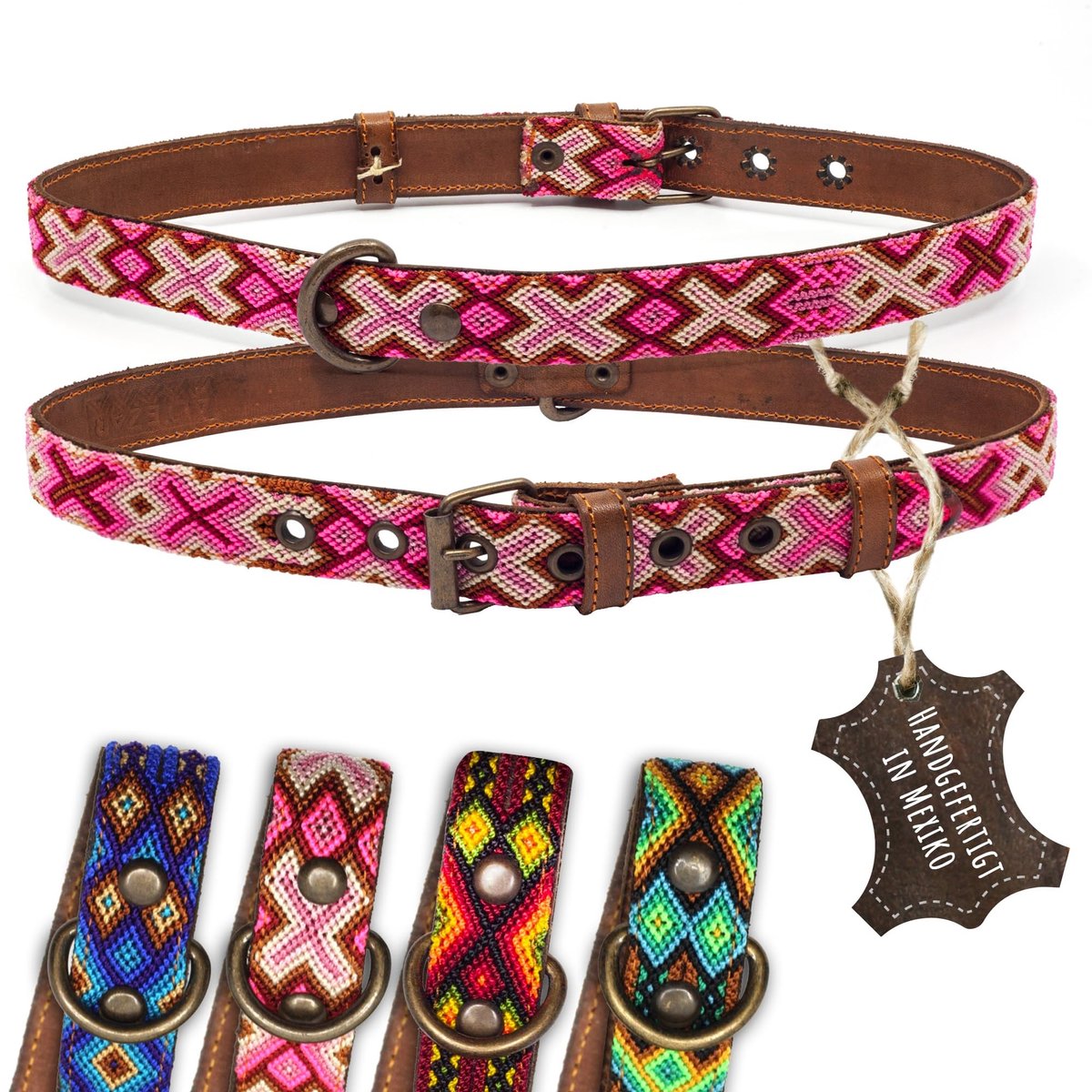 Solidchoice - Leren Hondenhalsband met Handgemaakte Tribal Ontwerpen - Maat XL