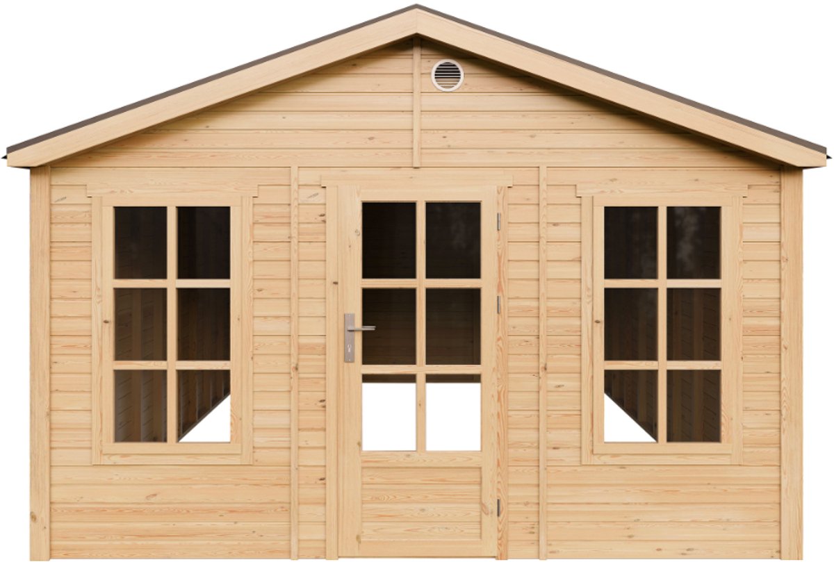 Timbela M737 - Houten tuinhuis - 21,97 m² - 630x382xH267 cm - zonder vloer met grijze dakshingles