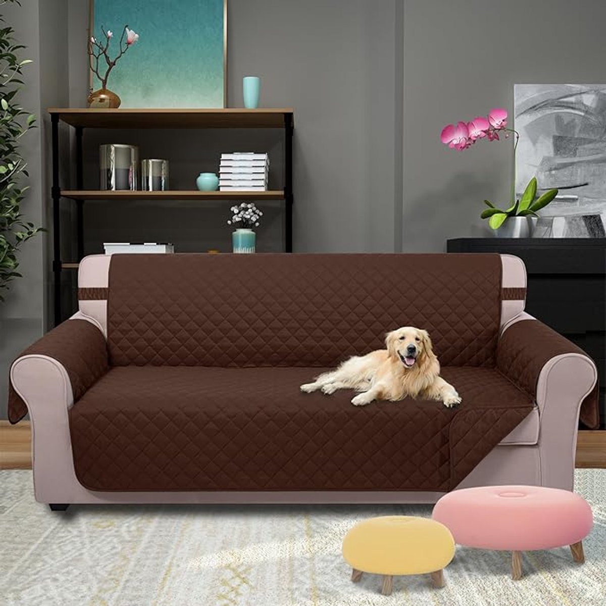Homaxy - Hondendeken Bank - Waterbestendig - Dubbelzijdige - Bankbeschermer - 314x193 cm - Chocoladekleur en bruin