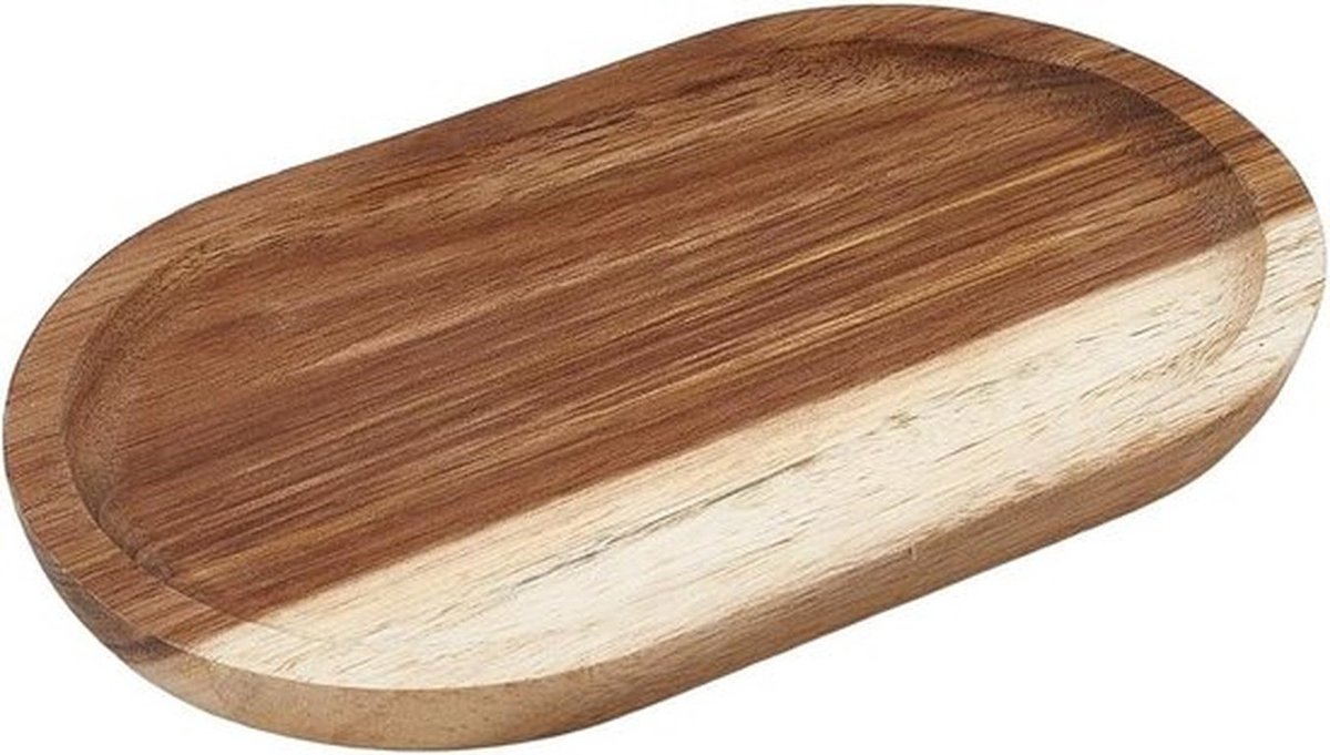 Ovale Houten Serveer Tary - Klein Natuurlijk Houten Schotel - Rustiek Brood Charcuterie Board - Thee Salontafel - Serveerplank - Geschikt voor Keuken - Natuurlijk Hout - 20cm x 12cm
