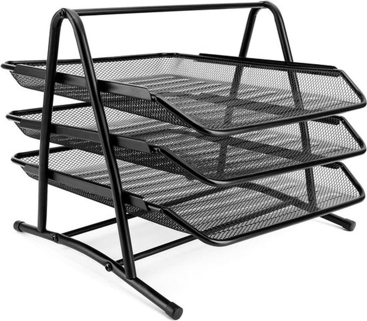 - Bureau Organizer - Documenten opslag - Zwart - Papierhouder - Metalen Rek - Geschikt voor A4 - Thuis of Kantoor - Papieropslag Tray 3 Niveaus - Studeerkamer of School