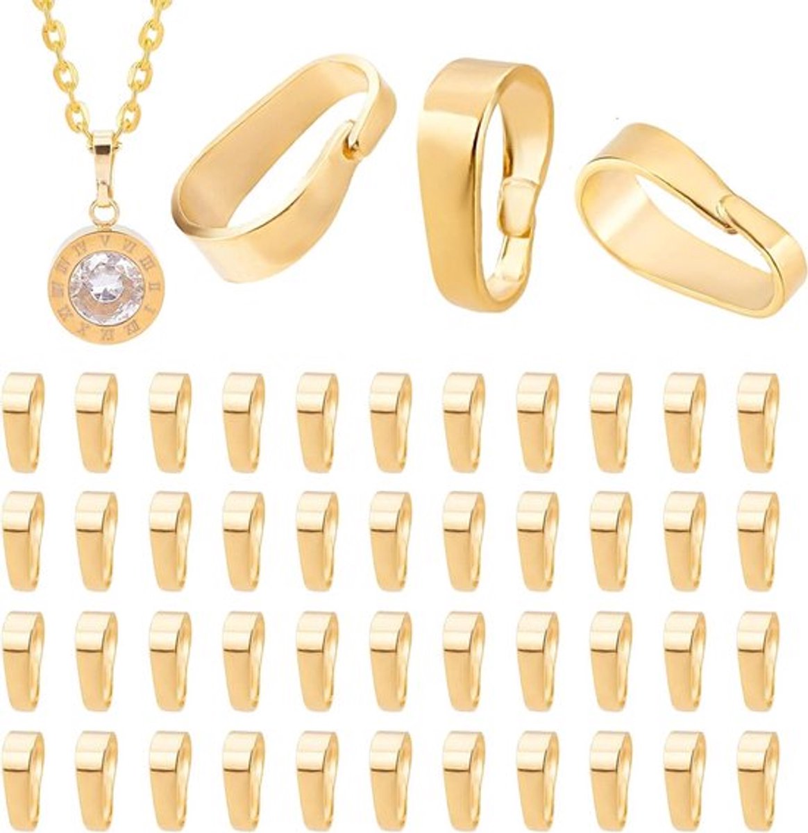 100 stuks 18K gouden messing snap-on bailen carabinerhaken en sluitingen voor kettingen en sieraden, ideaal voor hangers en dangle-oorbellen