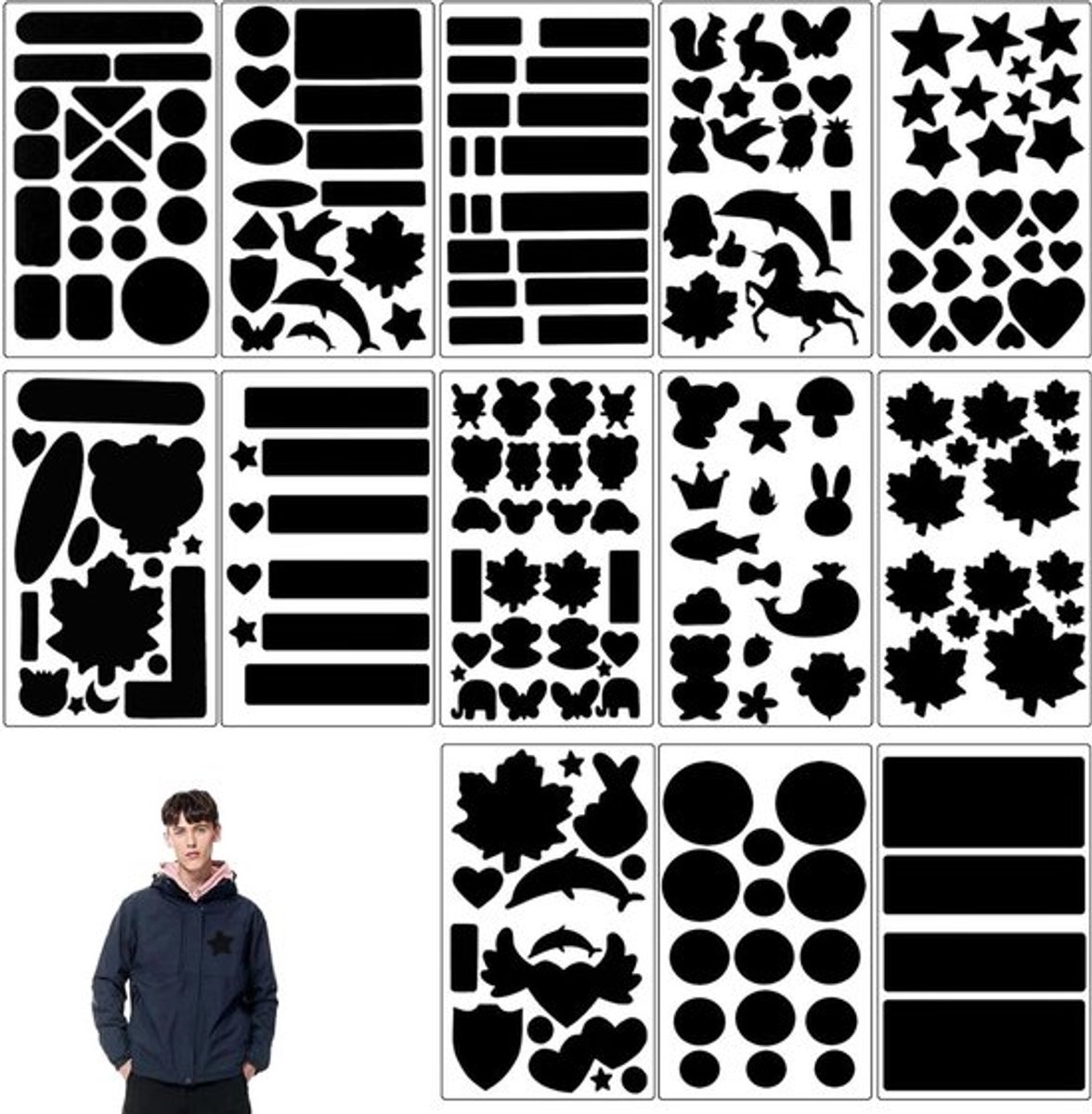 Herstel Patches voor Kleding en Tassen - Zelfklevende Nylon Stickers, Waterdicht en Duurzaam, 13 Stuks in Diverse Ontwerpen voor Snelle Reparatie