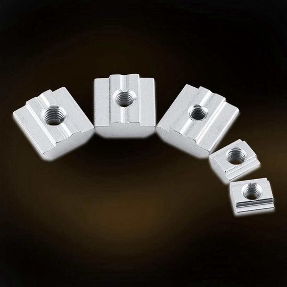 T-nuts voor aluminium profielen - 50 stuks, schuiftype, M4/M5/M6, carbon staal, geschikt voor EU 20/30 systemen