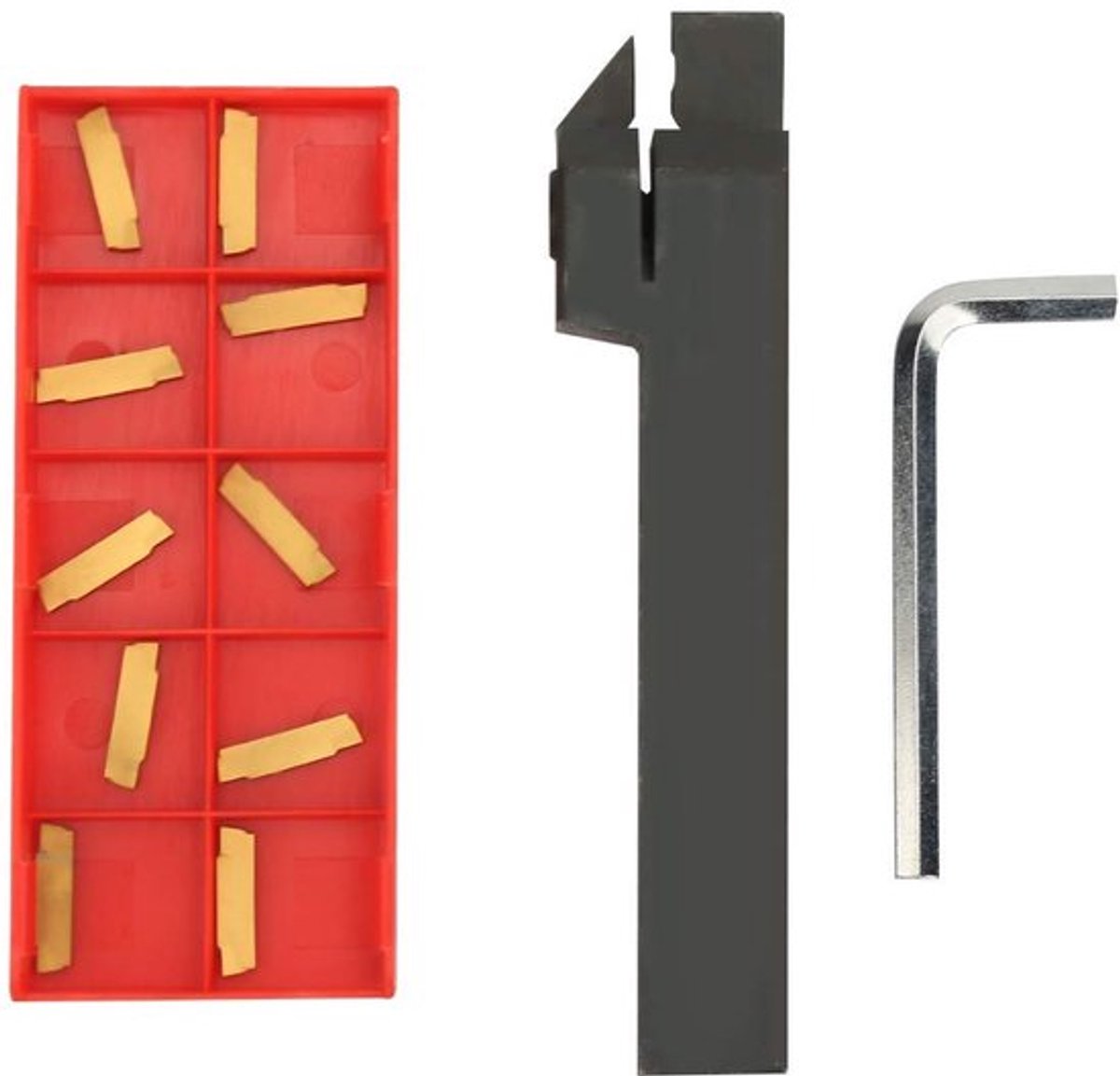 Draaigereedschap 100mm RVS - Draaibank Houder - Boring Bar - 10PCS Inzetstukken - Sleutel - Hoge Grijpkracht - Snijgereedschap