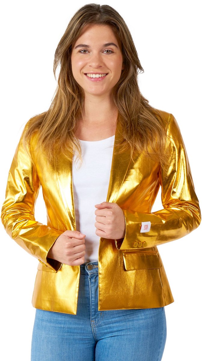 OppoSuits Groovy Gold - Dames Blazer - Glimmend Gouden Colbert - Carnavalskleding - Goud - Maat: EU 34