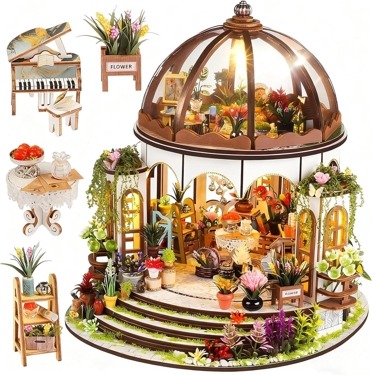 DIY Miniatuur Plantenhuis Bouwset - Mini Kas Model Hout & Stof Realistische Omgeving Stapsgewijze Montage - Creatief Cadeau Voor Kinderen 14+ & Volwassenen - Knutselproject Voor De Terug Naar School Periode