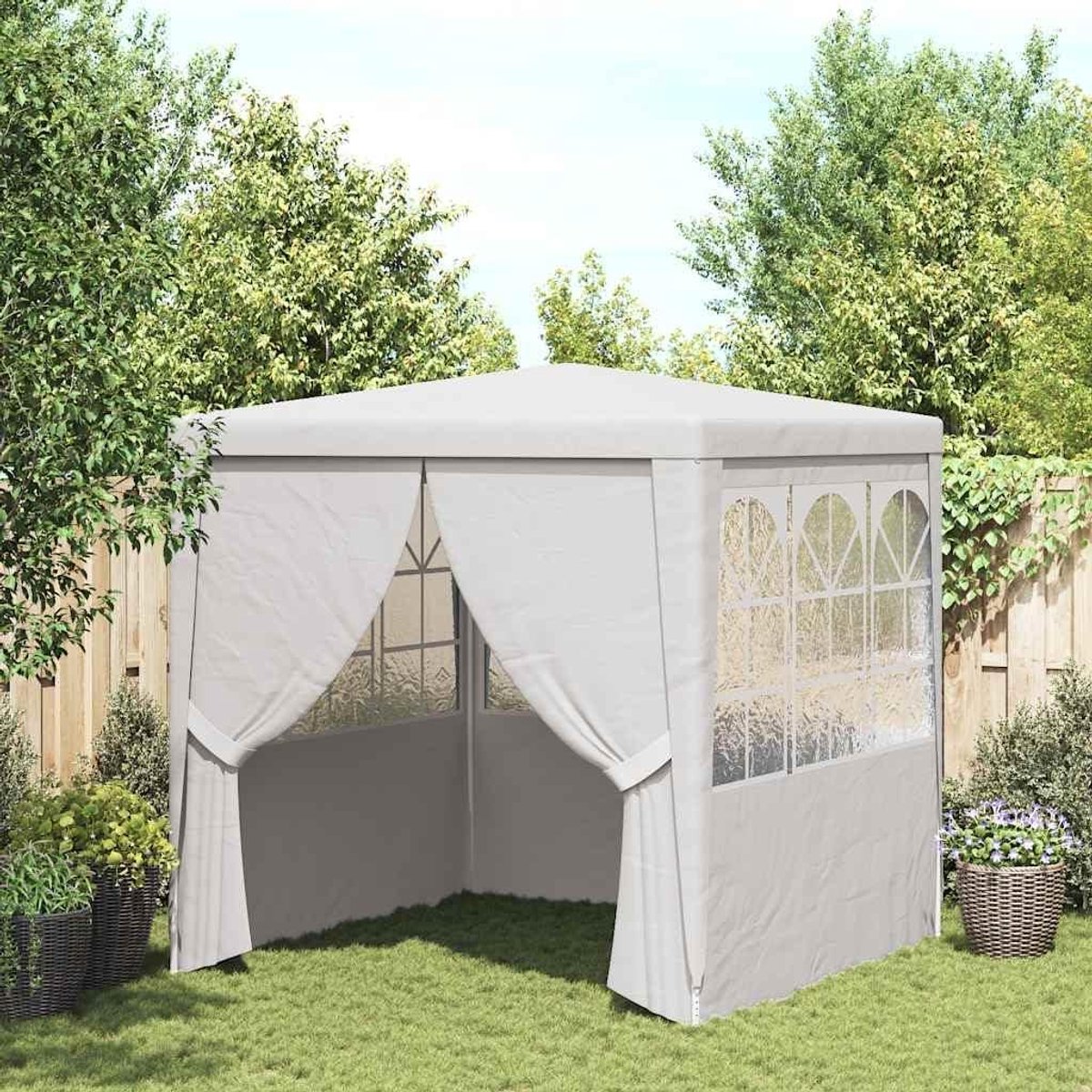 Partytent met zijwanden - Tuinpaviljoen waterdicht - Feestelijke bijeenkomsten - Stabiel stalen frame - 2 x 2 meter - Wit