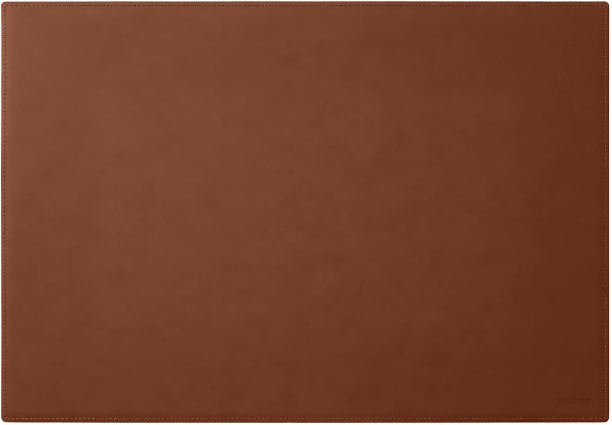 Bureauonderlegger 65 x 45 cm - Leer oranje bruin - Handgemaakte naden - Antislip bodem - SnelShoppen