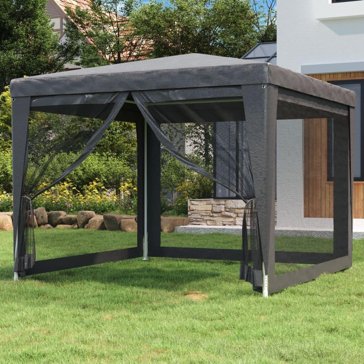 Partytent - Paviljoen Tuin - Feestelijke Bijeenkomsten - Waterdicht HDPE Dak - 3 x 3 Meter - Antraciet