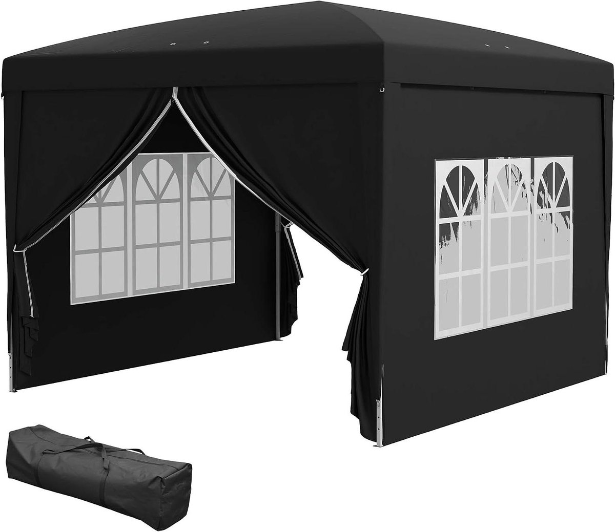 Pop-up Paviljoen - Feesttent Tuinpaviljoen - Buitenfeestjes Organiseren - Waterafstotend UV-bestendig - 3x3 Meter - Zwart
