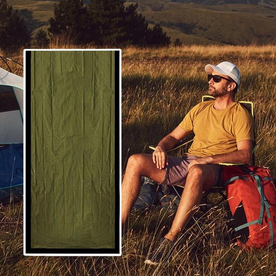 Slaapzak Buiten - Nacht Deken - Kamperen Backpacken - Bodywarmte Vergrendeling - 266x91 cm - Groen — afbeelding 2