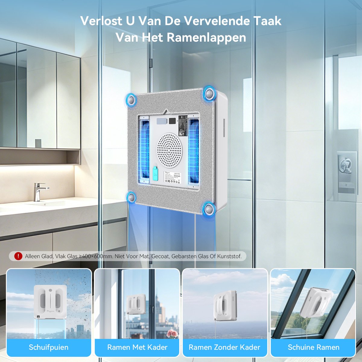 EVERCROSS BOT Robot Ramenwasser met 4 Sproeiers & Waterpomp, Automatische Glasreiniger voor Ramen met en zonder Kader, Tot 60 m² thumbnail 3