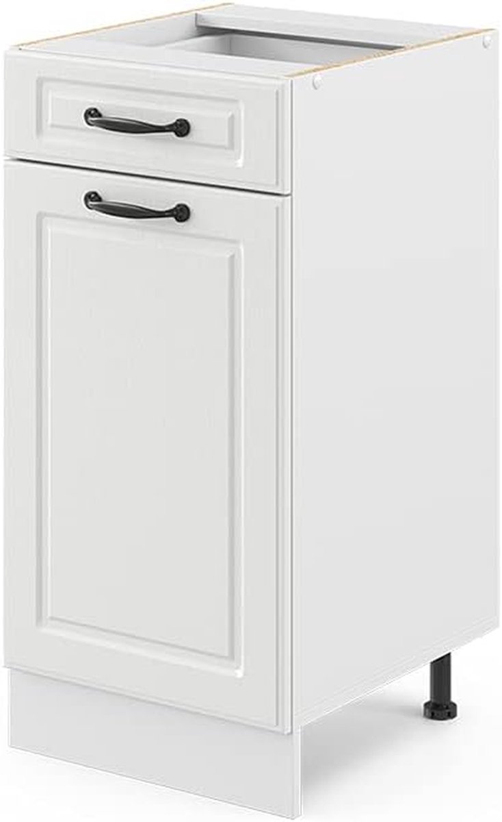 Keukenonderkast met lade - Ladekast keuken - Keuken opbergen - Modulair ontwerp - 40 cm breed - Wit landhuis