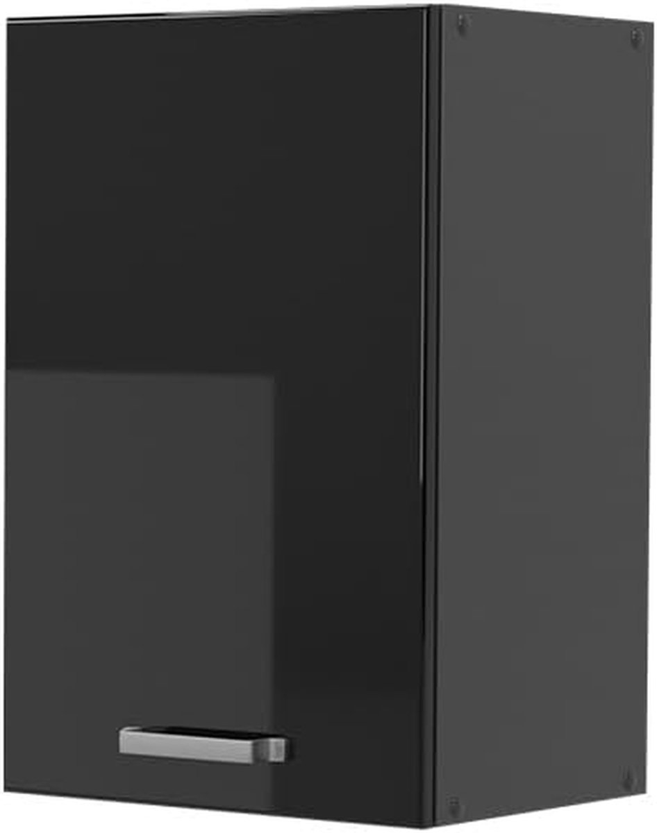 Keukenkast Hangend - Opbergkast Keuken - Keuken Organiseren - Modulair Ontwerp - 40 cm Breed - Zwart Hoogglans
