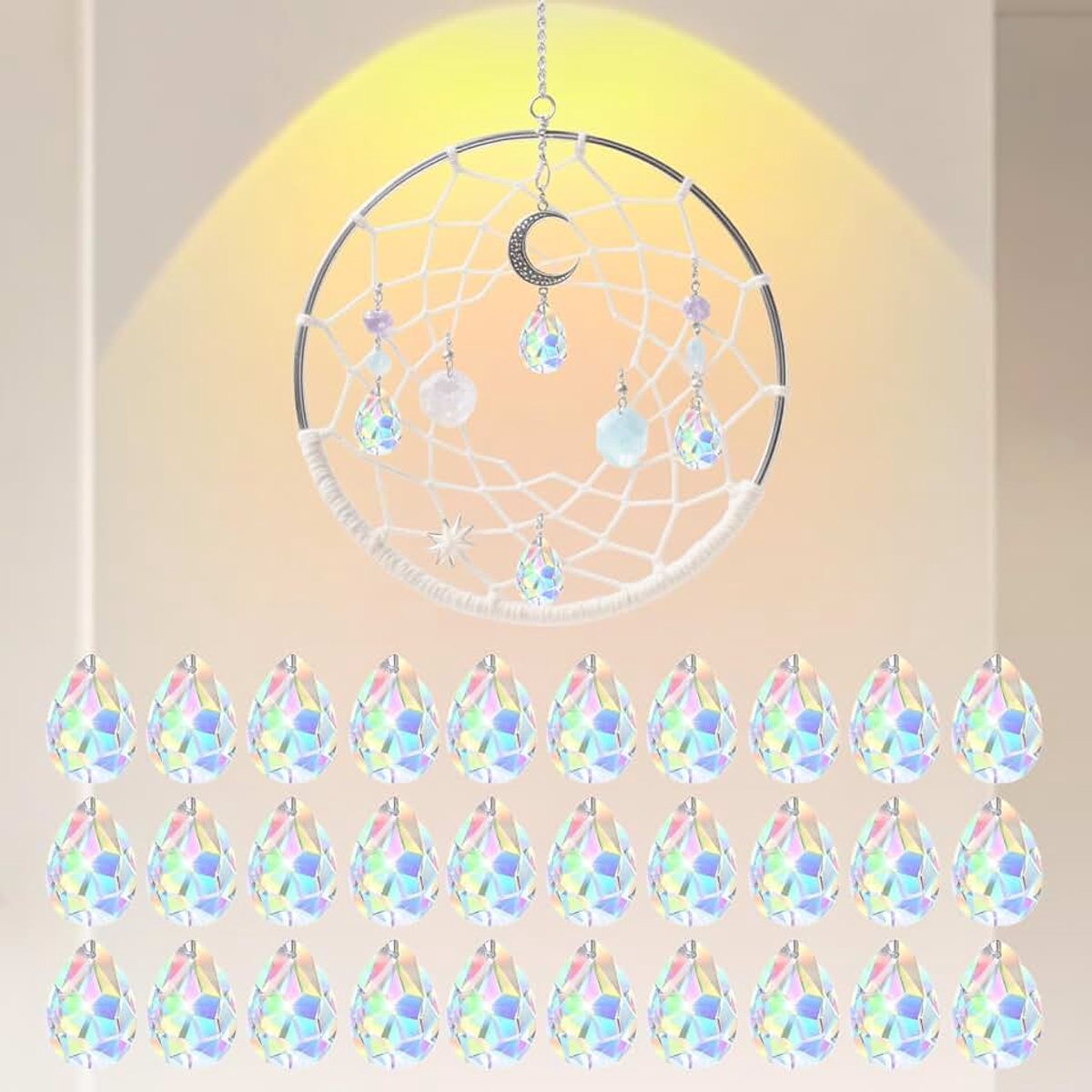 30 Stuks Zonnevanger Kristal Transparante Kristallen Om Op Te Hangen Voor Kroonluchterhangers Tuin Bruiloft Raamdecoratie 38 Mm