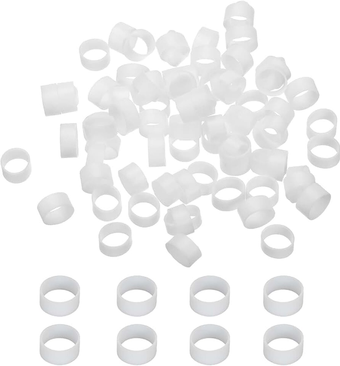 Siliconen elastiekjes, kabelbinders, 0,4 inch, 200 stuks, platte elastieken voor kantoorbenodigdheden, thuis, kabelomwikkeling, wit