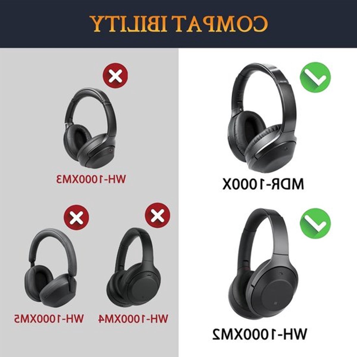 Vervangende Oorkussens voor Sony WH-1000XM2 en MDR-1000X Hoofdtelefoons, Gel Kussens met Geluiddempende Schuim en Extra Dikte voor Optimaal Comfort en Geluidskwaliteit