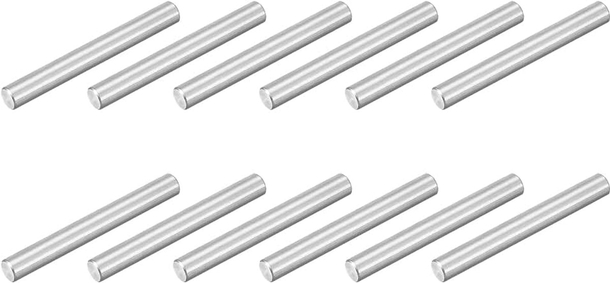 12 stuks M6 x 50 mm 304 centreerstift van roestvrij staal, penhouder, cilindrisch, parallelle pen voor mechanische productie, industrie, meubelinstallatie, zilver