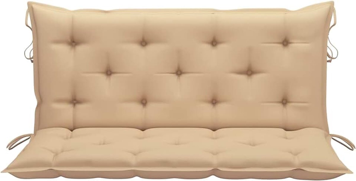 Kussen voor schommelbank, tuinschommel, zitkussen, rugkussen, zitkussen, bankkussen, beige, 120 cm stof