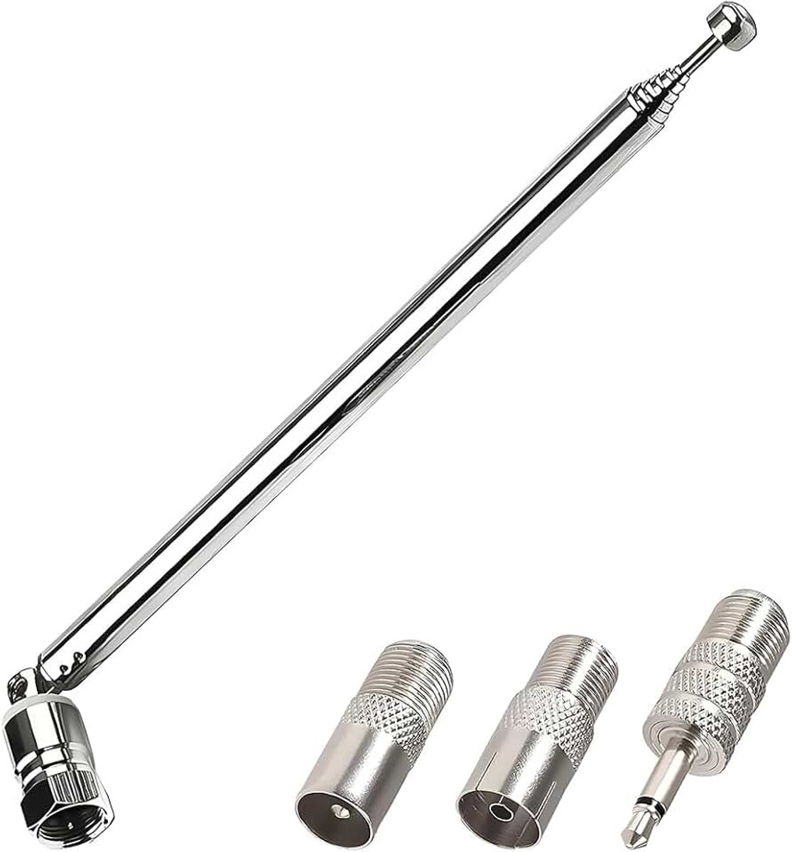 FM-radio-antenne, telescopische vervangende FM-antenne, Indoor Dab Telescopische Antenne met F-type connector met adapter, voor auto FM Bluetooth Stereo Audio Vedio Theater Ontvanger