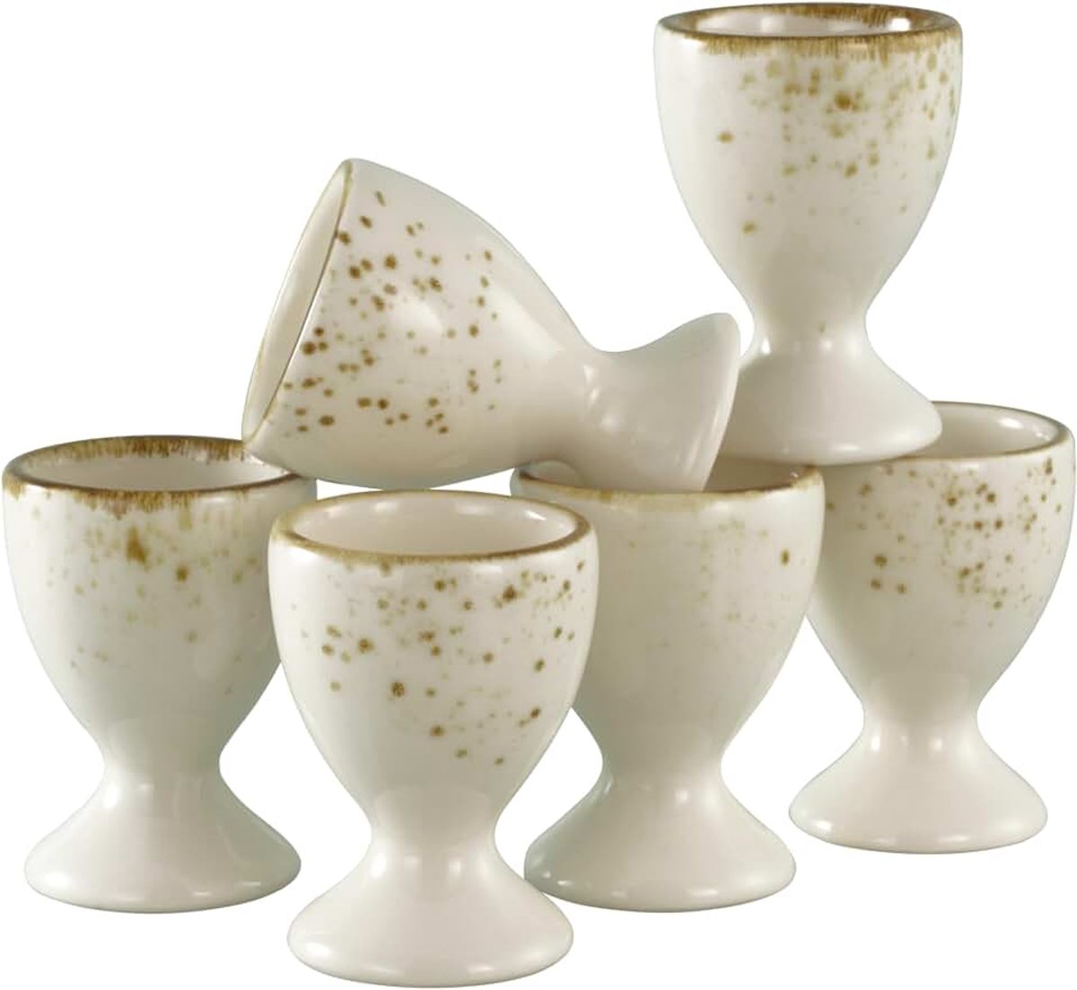 24657, serie Nature Collection Creme, 6-delige serviesset voor 6 personen, eierdopset van aardewerk, vaatwasser- en magnetronbestendig, kwaliteitsproductie