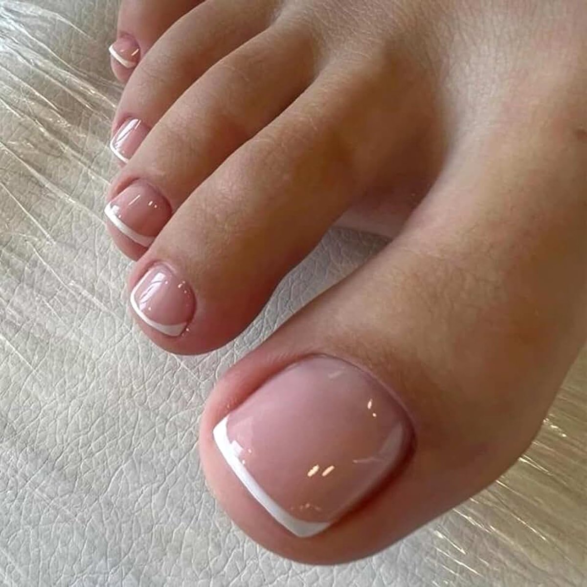 24 stuks kunstteennagels om op te plakken, Franse kunstteennageltips, full cover acryl teennageltips, nepnageltips met lijm voor vrouwen en meisjes, nail art, manicure, DIY