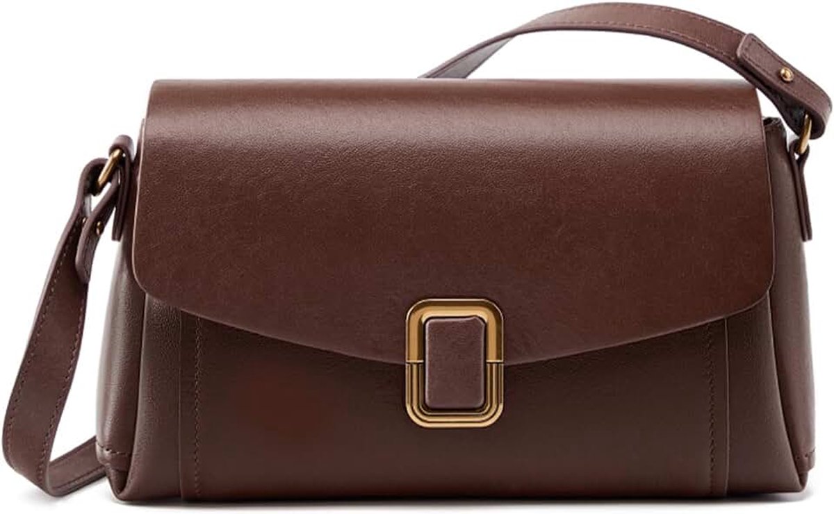 Crossbodytas voor dames | Echt leer, 2 afneembare en verstelbare riemen, meerdere vakken, compact en licht, reizen, dagelijks, werk, cadeau