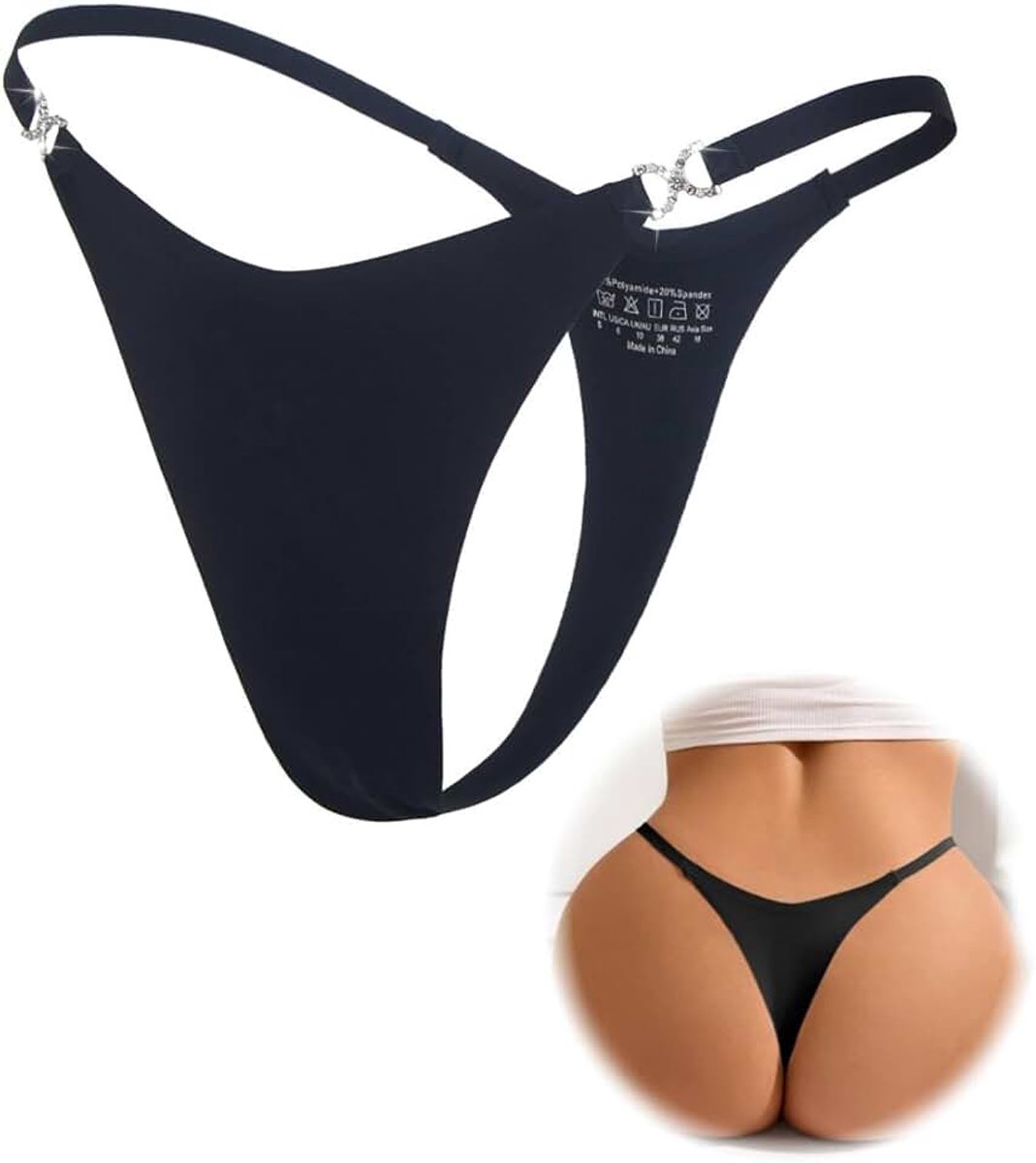 Comeondear Naadloze G-string dames sexy tanga's met strass voor vrouwen naadloos ondergoed grote maten Braziliaanse onderbroeken slips onzichtbaar slipje lage taille string T back vrouwen ondergoed no