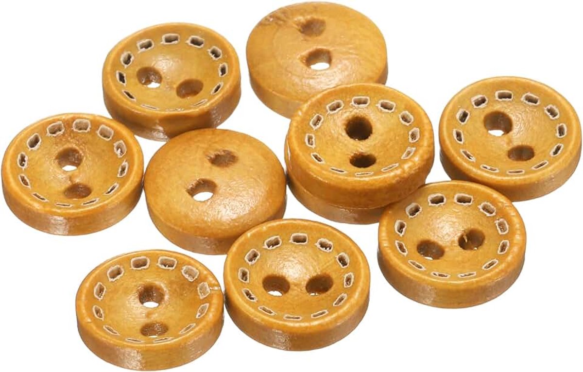 Knopen 3/8 inch (10 mm) 2 ronde gaten houten knopen voor het naaien van decoratief handwerk voor kleding, doe-het-zelf handwerk, decoratie, oranje