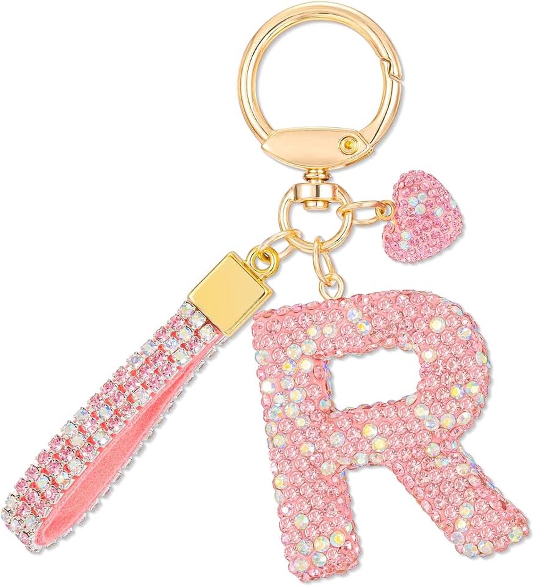 Roze Auto Sleutelhangers Gift voor Vrouwen Meisjes Eerste Brief Sleutelhanger Leuke Bling Sleutelhangers Sleutelhangers Bling Brief Hanger voor Portemonnee Rugzak Handtas Charms