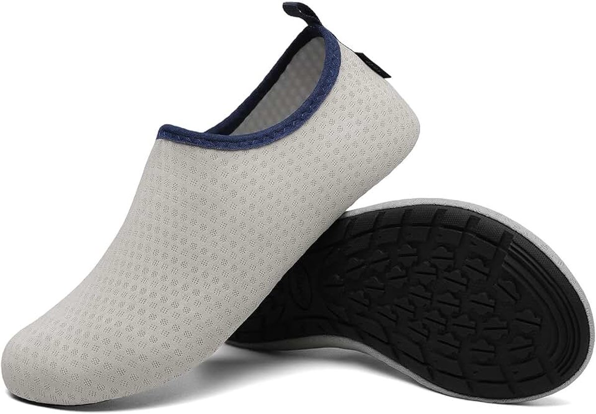 Waterschoenen voor mannen en vrouwen, licht, sneldrogend, antislip, voor duiken, surfen, strand, EU-maat 36-47, Taupe grijs, 46/47 EU