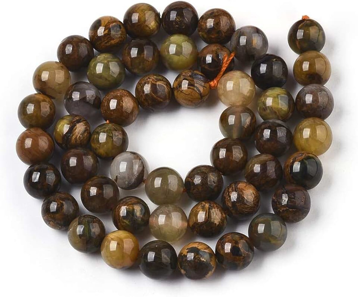 Kralen voor het maken van sieraden, doe-het-zelf armband, halsketting, ronde kralen (geel, 48 stuks)