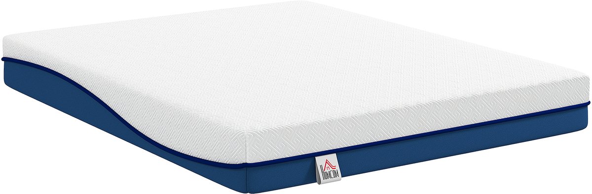 HOMCOM Matras Gebreide stof, traagschuim met gel - 200 x 160 x 20 cm - Blauwgroen
