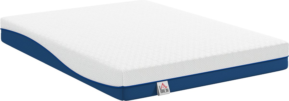 HOMCOM Matras Gebreide stof, traagschuim met gel - 190 x 140 x 20 cm - Blauwgroen