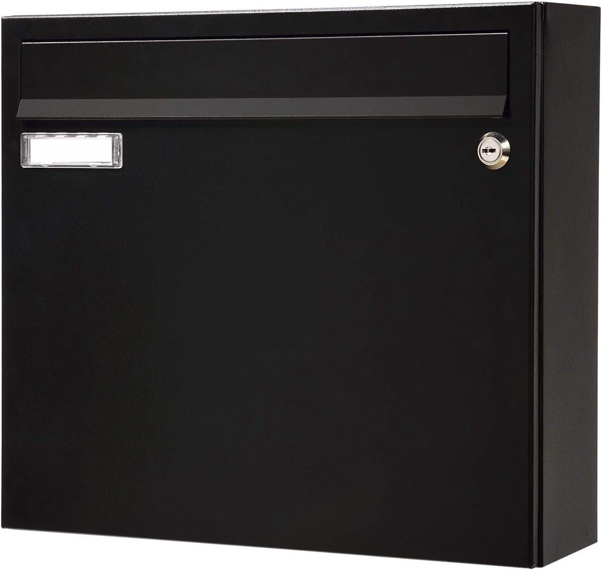 Brievenbus met naamplaatje - Postkast muur - Post ontvangen - Afsluitbaar slot - 33x37x10 cm - Zwart
