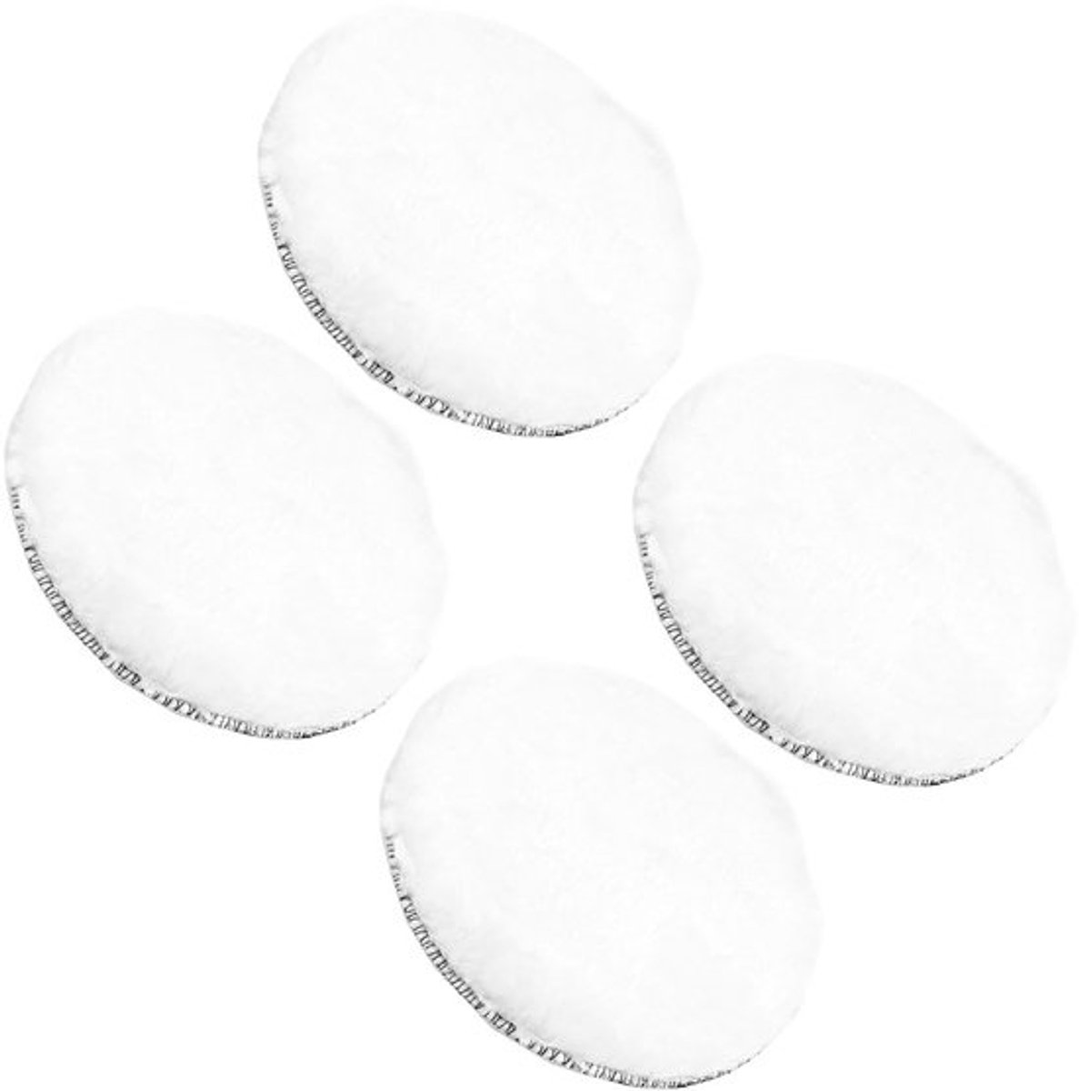 Polijstpads van Wol, 15,2 cm, haak en lus, ideaal voor auto, glas en hout, set van 4 stuks