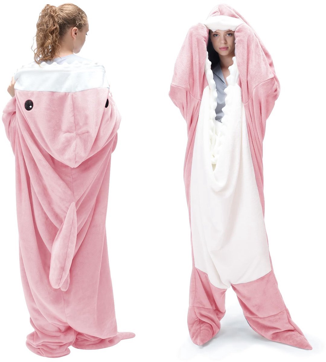 Casalora Hoodie Deken Met Mouwen - Fleece Blanket - Haai - Dames - Heren - Zachte Hoodie Deken voor Thuis & Bank - M - 150–160 cm