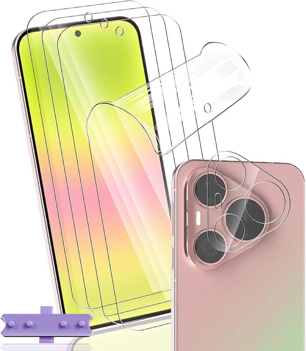 Displaybeschermfolie voor Huawei Pura 90 Pro niet-gehard glas, 4 stuks displaybeschermfolie flexibel + 1 stuk achtercamera van gehard glas, High Definition voor Huawei Pura 90 Pro