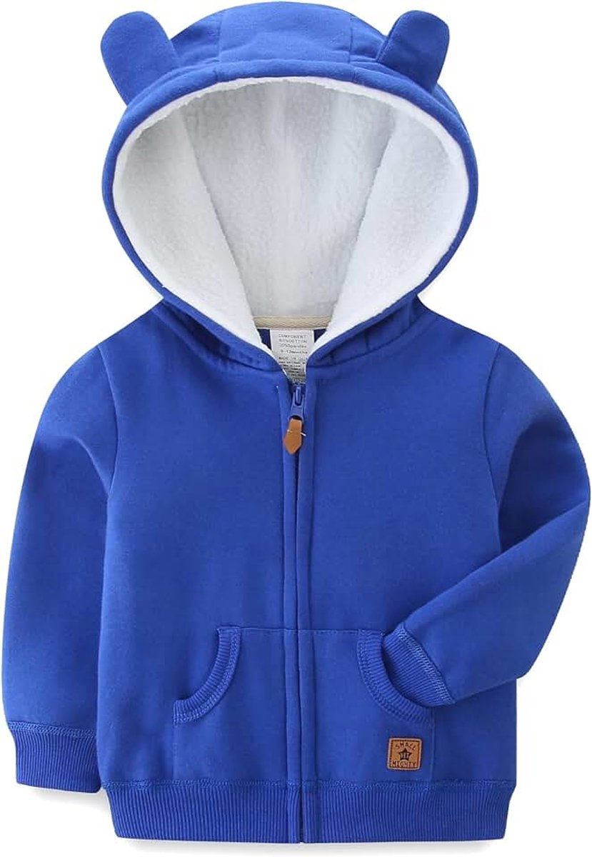 Jas met capuchon voor baby's, met oren, warme babyjassen buitenkleding, uniseks peuters sweaterjack, warme peuter kinderjas met ritssluiting, jassen buitenkleding voor herfst lente herfst